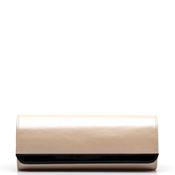 Emis Leather Shimmer Contrast Clutch Bag, Black &amp; Beige