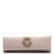 Emis Leather Embellished Brooch Clutch Bag, Pearl Pink image