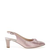 Emis Leather Shimmering Bow Sling Back Mid Heeled Shoes, Pink image