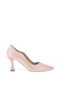 Emis Leather Scallop Trim Court Heeled Shoes, Pink image