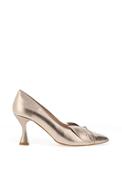 Emis Leather Flat Bow Heeled Shoes, Gold image