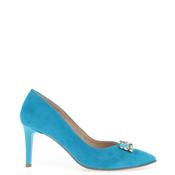 Emis Embellished Detail Suede Heels, Turquoise