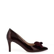 Emis Leather Patent Bow Heeled Shoes, Burgundy