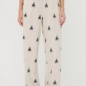 Esqualo Linen blend Embroidered Trousers, Beige image