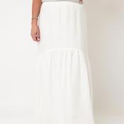 EsQualo Linen Pleated Detail Midi Skirt, White image