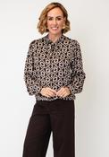 EsQualo Geometric Print with Scarf Detail Blouse, Brown image