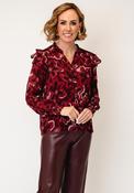 Esqualo Flower Print Frill Detail Blouse, Wine image