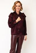 Esqualo Vintage Print Frill Shoulder Blouse, Wine image