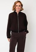 Esqualo Pleated Contrast Stripe Bomber Jacket, Brown image