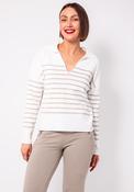 Eva Kayan Lurex Stripe Collar Sweater, White image