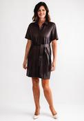 Eva Kayan Faux Leather Shirt Dress, Brown image