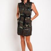 Eva Kayan Camouflage Zip Front Dress, Army Green image