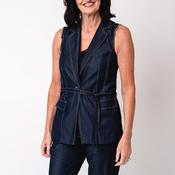 Eva Kayan Embellished Denim Waistcoat, Dark Blue