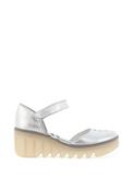 Fly London Ankle Strap Leather Sandals, Silver image