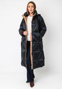 Fransden Quilted Long Puffer Coat, Black image