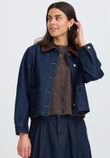Fransa Leslie Cord Collar Denim Jacket, Dark Blue image