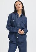 Fransa Sunna Denim Button Up Shirt, Dark Blue image