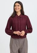 Fransa Button Up Lace Detail Shirt, Wine image