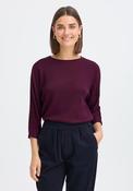 Fransa Ribbed Cropped Sleeve Top, Wine image