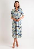Fransa Seen Abstract Print V Neck Dress, Green Multi image
