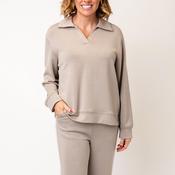Fransa Soft Scuba Collar Sweatshirt, Beige