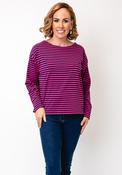 Fransa Striped Cotton Long Sleeve Top, Pink and Navy image