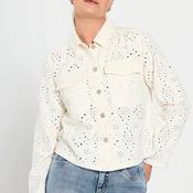 Freequent Anni Laser Cut Twill Jacket, Off White