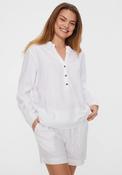 Freequent Lava V Neck Linen Shirt, Bright White image