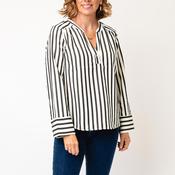 FreeQuent Striped V-Neck Blouse, Cream