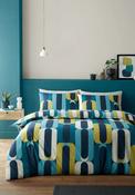 Fusion Orea Retro Geometric Duvet Cover Set, Blue image