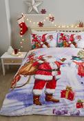 Fusion Santa &amp; Snowy Christmas Duvet Cover Set, Red image