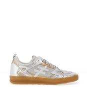 Another Trend Metallic Leather Mesh Trainers, Silver