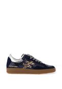 Another Trend Suede Leather Crackled Glitter Trainers, Navy image