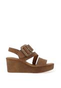 Gabor Suede Leather Criss Cross Wedge Sandals, Tan image