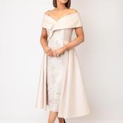 Gabriela Sanchez Overskirt Occasional Midi Dress, Beige Multi