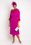 Gabriela Sanchez Faux Fur Trim Midi Dress, Fuchsia image