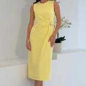 Girl In Mind Louisa with Gold Buckle Wrap Midi Dress, Yellow image