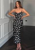 Girl In Mind Polka Dot Slip Midi Dress, Black image