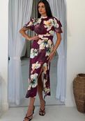Girl in Mind Lilith Floral Puff Sleeve Midi Dress, Purple image