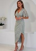 Girl in Mind Natasha Angel Sleeve Lace Midi Dress, Sage Green image