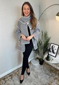 Serafina Collection One Size Contrast Stitching Scarf &amp; Jacket Set, Grey