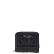 Guess Assia Quilted Zip Round Small Wallet, Black