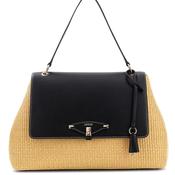 Guess Maggie Straw Large Shoulder Bag, Black image