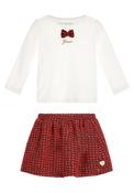Guess Mini Girl Bow Top and Skirt Set, Red Multi image