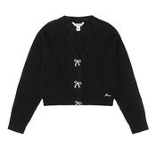 Guess Older Girl Bow Long Sleeve Cardigan, Black