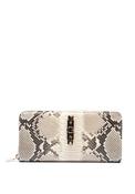 Guess Yvonne SLG Snake Print Large Zip Around Wallet, Natural image