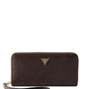 Guess Diana Large Zip Around Purse, Brown Logo Print