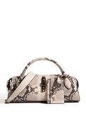 Guess Yvonne Snake Print Mini Satchel Bag, Natural image