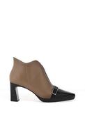 Hispanitas Bangkok Slip On Buckle Detailed Heeled Boots, Black &amp; Deep Beige image