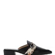 Hispanitas Lila Leather Pony Hair Detail Mule Shoes, Black image